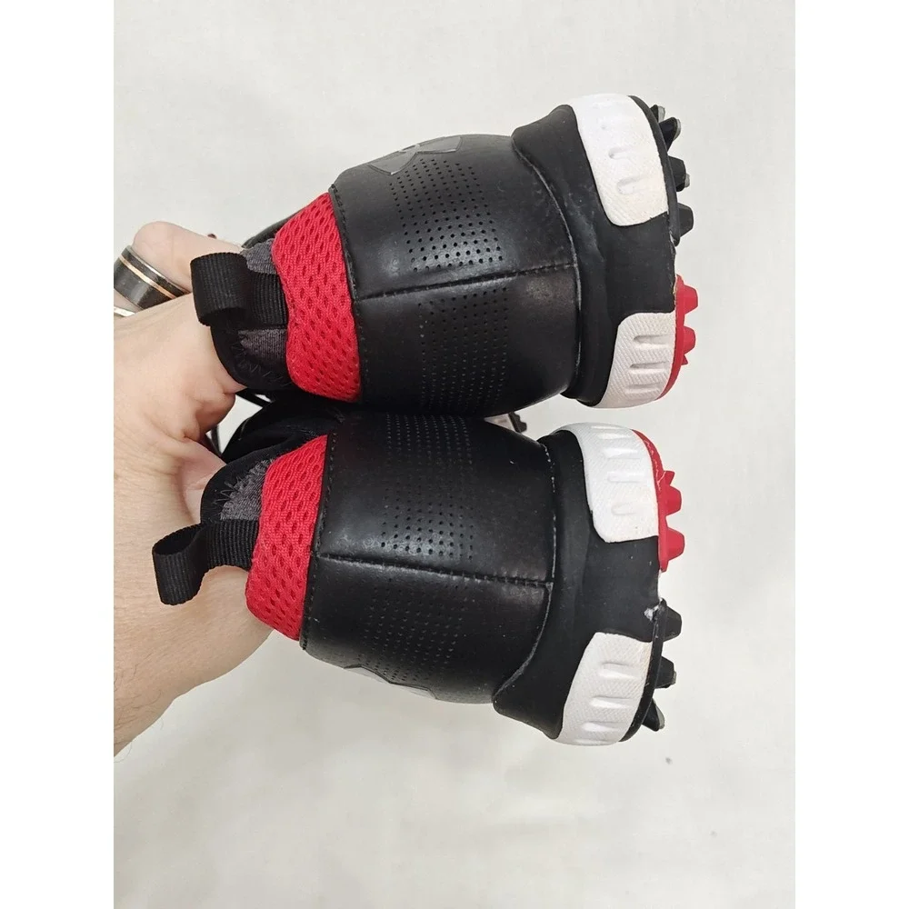 Under Armour Men's 8 Tempo Sport 2 Golf‎ Cleats Spikes Black Red Shoes Lace Up